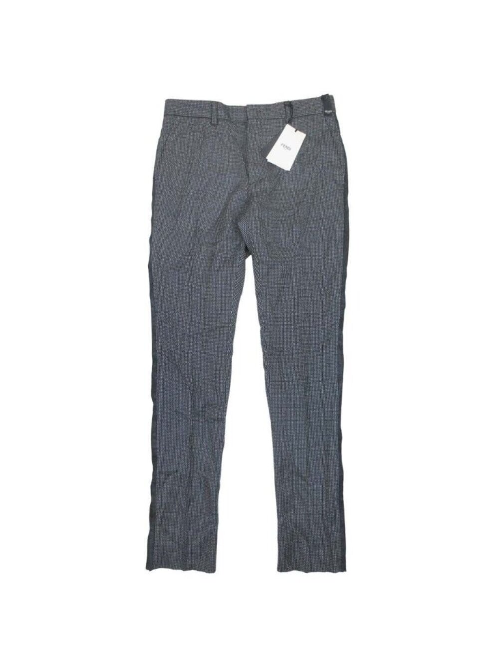 Fendi All Over Pattern Side Line Trousers No Tuck Tapered Pants 46 Black
